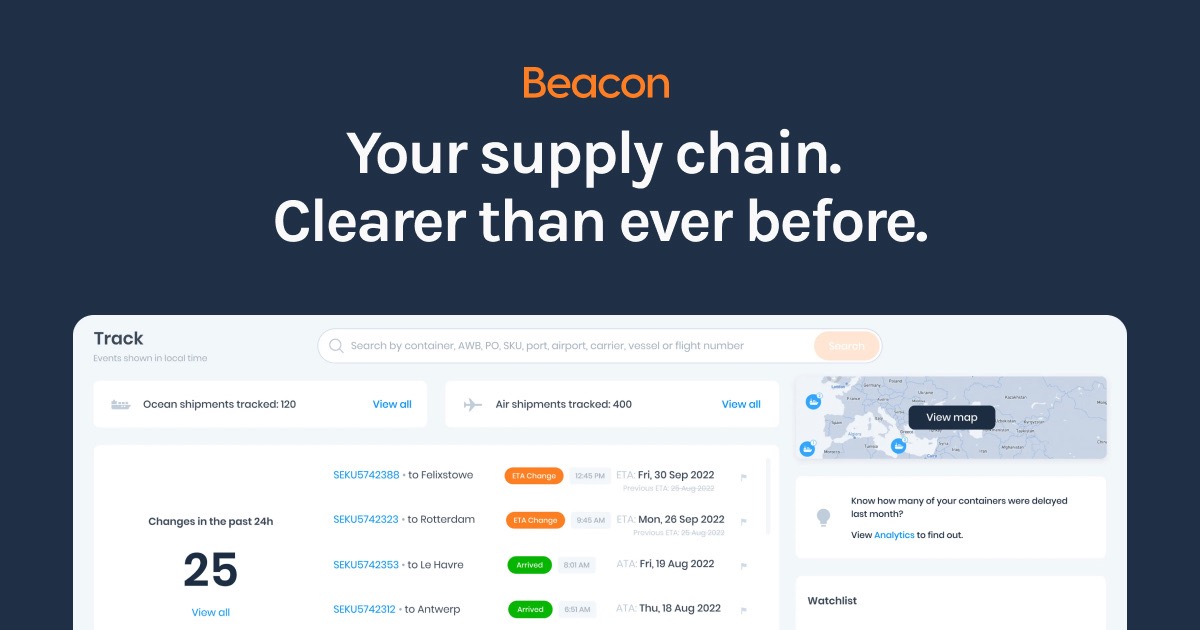 Beacon freight visibility platform and global shipping network